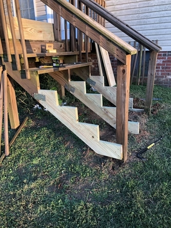 First stage of stairs rebuild involved getting the structure prepared.