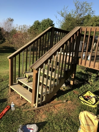 Deck stairs are complete, time for staining.